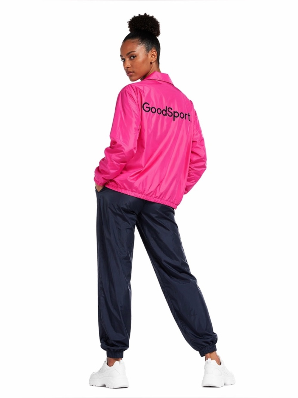 Tory Sport Pink Satin Warm Up Jacket XL